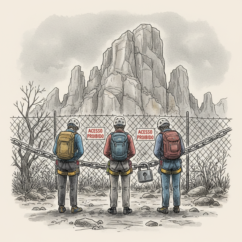 Escaladores tristes com acesso fechado
