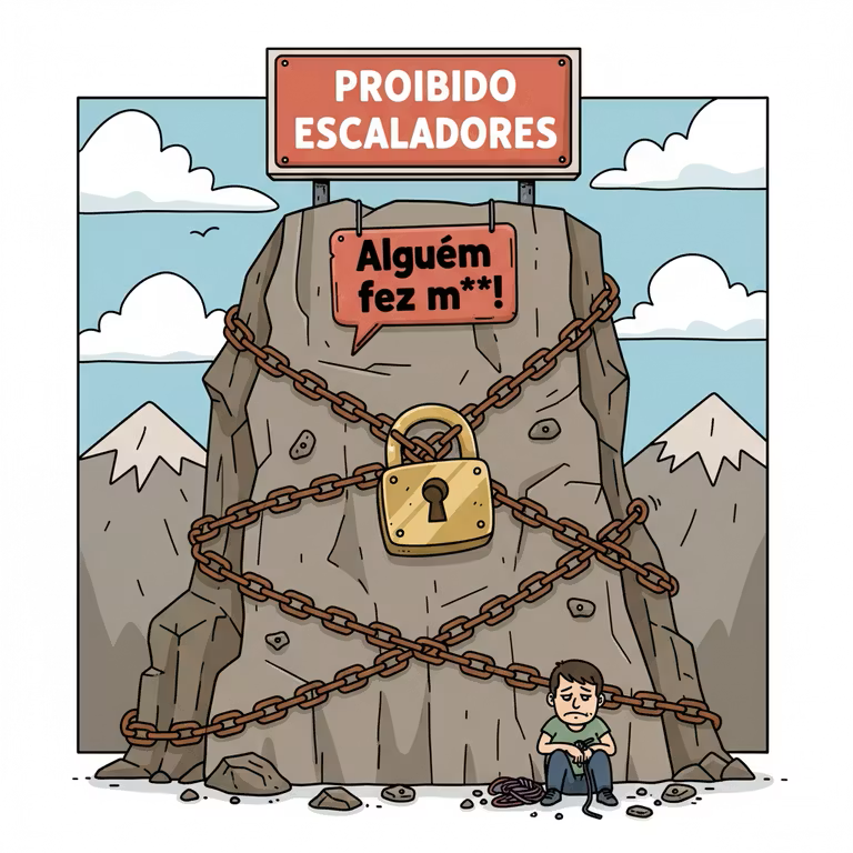Área de escalada com acesso proibido